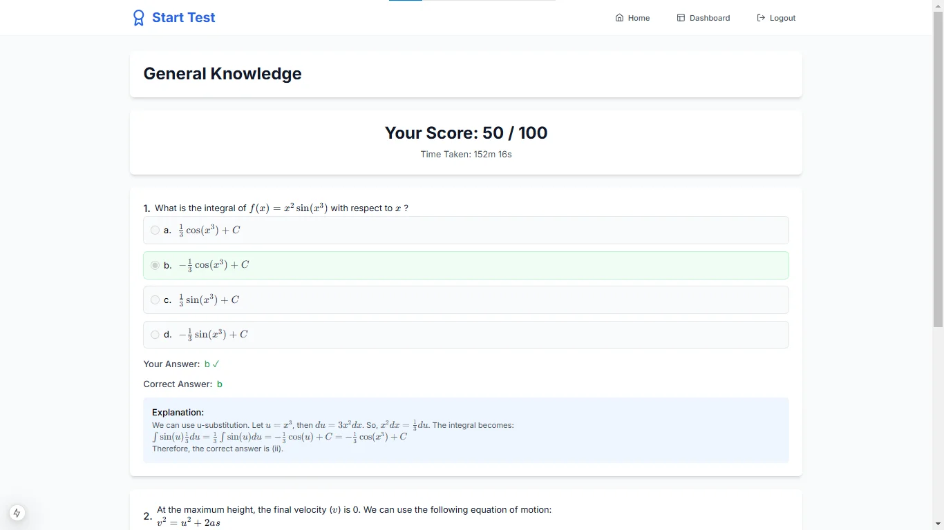 Instant exam results display